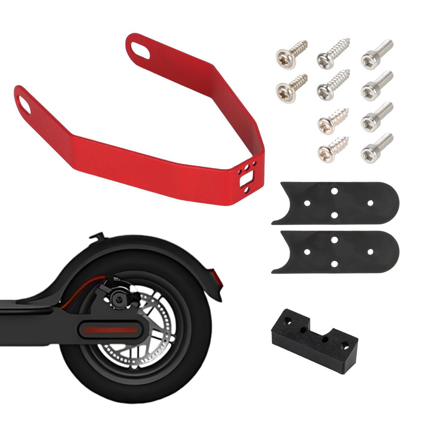 Stalowy, Czerwony wspornik błotnika do Xiaomi M365 / Pro, Motus Scooty 8.5