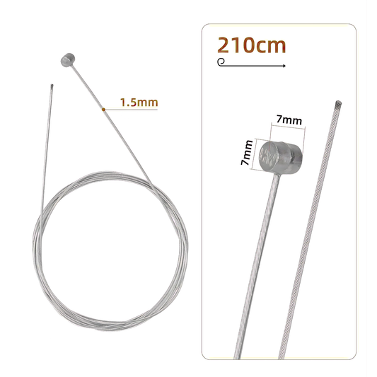 Stalowa wytrzymała linka hamulcowa 1,5mm x 2100mm do hulajnogi elektrycznej