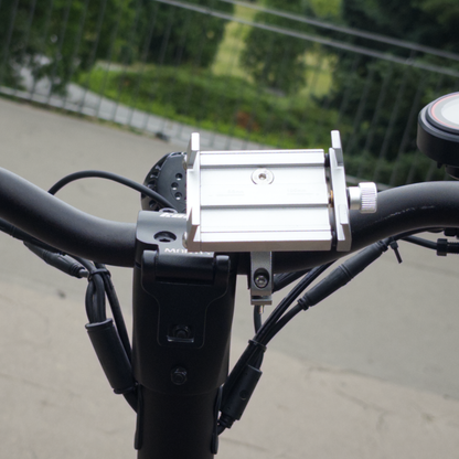 Metalowy MOCNY uchwyt na telefon do hulajnogi, na kierownicę, srebrny, Resa