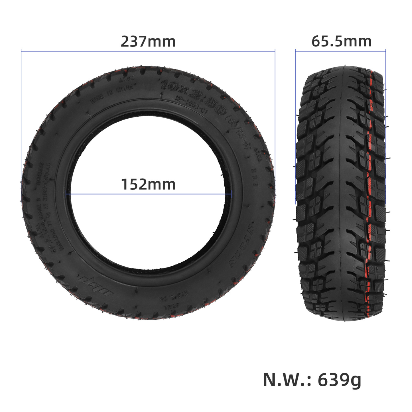 Opona 10x2.50 (60/85-6) do Techlife X8 X7 R5, Kaabo eco, Vsett Apex, ULIP